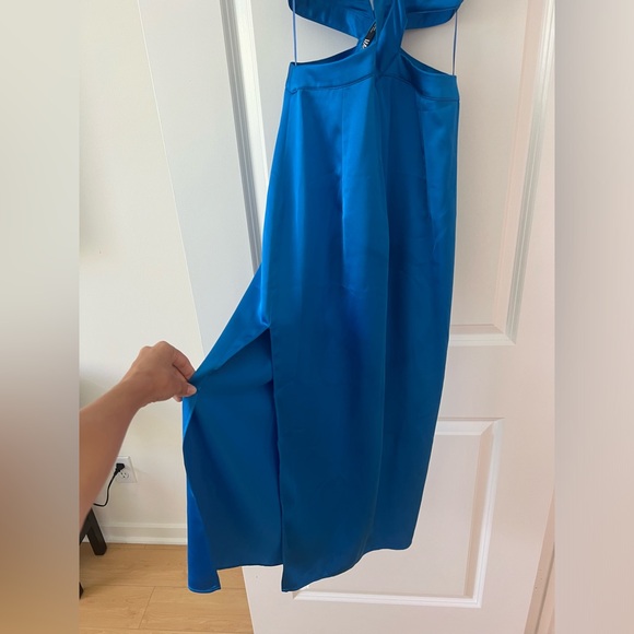 Zara Blue Silk Midi Dress - Picture 3 of 4